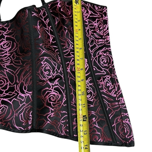 Corset,bustier,boudoir, pink & black,lace up,hook & eye, sexy,PTP 15” ,so 30-34 - Picture 13 of 14